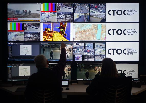 Photo: PA via Reuters A wall of screens displaying surveillance camera footage at the Counter Terrorism Operations Centre, in London, ahead of the publication of Volume 3 of the Manchester Arena Inquiry (MAI). A "significant" missed opportunity by MI5 to act over a key piece of intelligence might have prevented the Manchester Arena terror attack, the inquiry into the bombing has found. Picture date: Monday February 27, 2023. Credit: PA Images via Reuters Connect