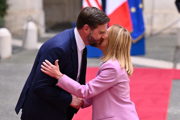 Photo: April 18, 2025, Rome, Italy: Prime Minister Giorgia Meloni meets with Vice President of the United States of America J. D. Vance, 18 April 2025, Palazzo Chigi, Rome, Italy. Credit: Domenico Cippitelli/LPS via ZUMA Press Wire via Reuters Connect