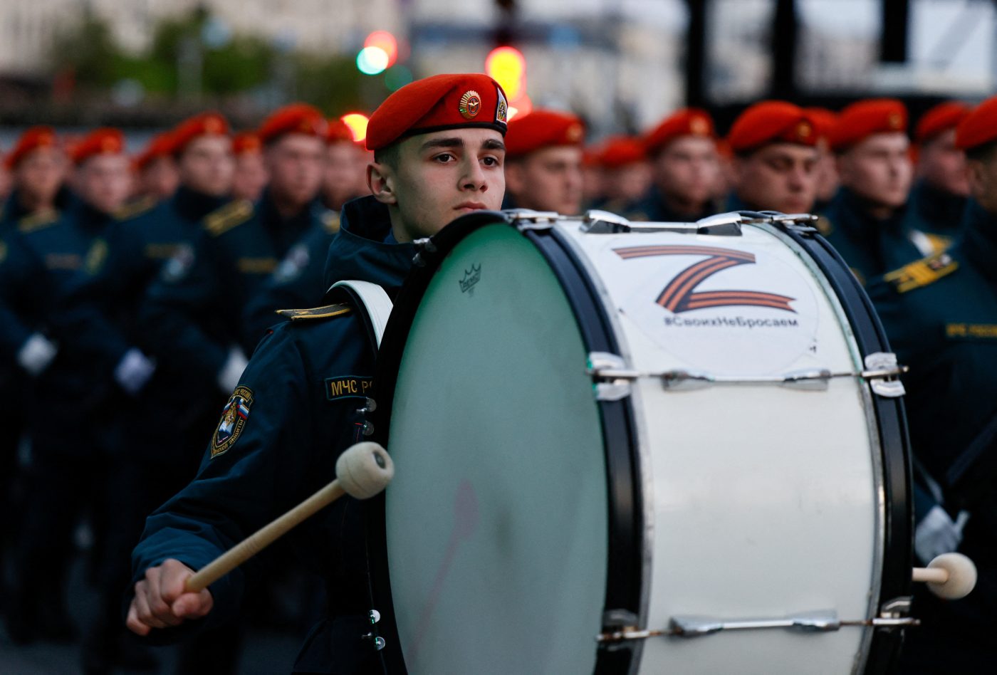 Photo: Members of the Russian emergencies' ministry march in columns on the day of a rehearsal for a military parade, which marks the 80th anniversary of the victory over Nazi Germany in World War Two, in central Moscow, Russia, May 3, 2025. Credit: REUTERS/Yulia Morozova