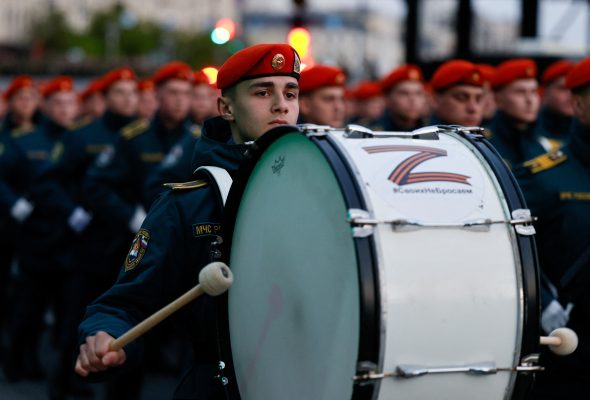 Photo: Members of the Russian emergencies' ministry march in columns on the day of a rehearsal for a military parade, which marks the 80th anniversary of the victory over Nazi Germany in World War Two, in central Moscow, Russia, May 3, 2025. Credit: REUTERS/Yulia Morozova