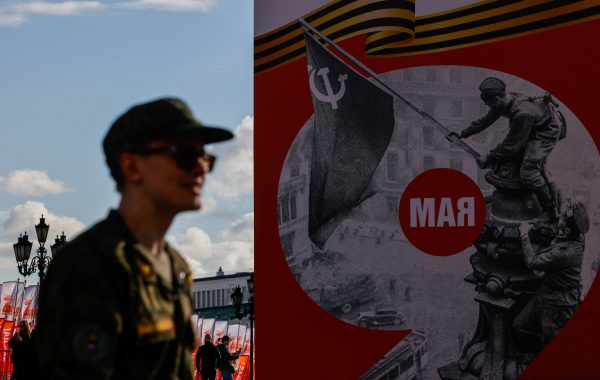 Photo: A Russian serviceman walks past decorations installed before the celebrations, which mark the 80th anniversary of the victory over Nazi Germany in World War Two, in central Moscow, Russia, May 5, 2025. Credit: REUTERS/Maxim Shemetov