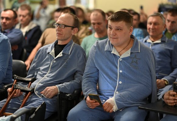 Photo: Russian armed forces' service members, who receive treatment after they were wounded in the course of Russia-Ukraine conflict, attend a concert at the Southern District Medical Centre under the Federal Medical-Biological Agency in the city of Rostov-on-Don, Russia, Credit: February 19, 2024. REUTERS/Stringer