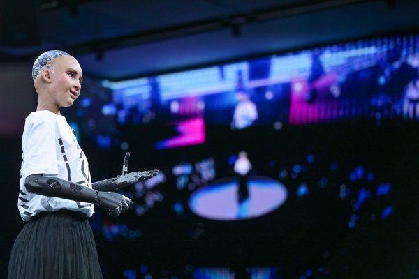 Photo: Hanson Robotics' most advanced human-like robot, Sophia speaks during a panel discussion Sophia the Robot: The Future of Communication by Sophia as part of Communication Days - DK2025 in Rovinj, Croatia on May 15, 2025. Credit: Neva Zganec/PIXSELL/Sipa USA.