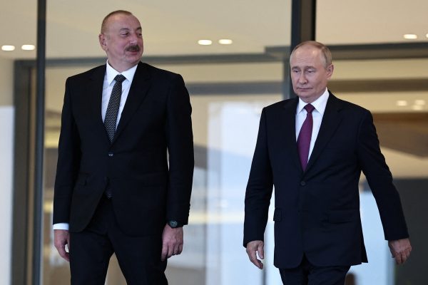 Photo: Russia's President Vladimir Putin and Azerbaijan's President Ilham Aliyev leave after a state reception at the Gulustan Palace in Baku, Azerbaijan August 19, 2024. Credit: Sputnik/Mikhail Tereshchenko/Pool via REUTERS
