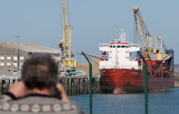 Photo: Russian cargo ship Baltic Leader is seen after it was diverted for allegedly violating EU-imposed sanctions on Moscow over the invasion of Ukraine, in the port of Boulogne-sur-Mer, France, February 26, 2022. Credit: REUTERS/Pascal Rossignol