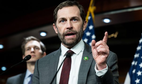 Photo: U.S. Representative Jason Crow (D-CO) speaking at a press conference about the National Security Supplemental legislation at the U.S. Capitol. Credit: Reuters Connect