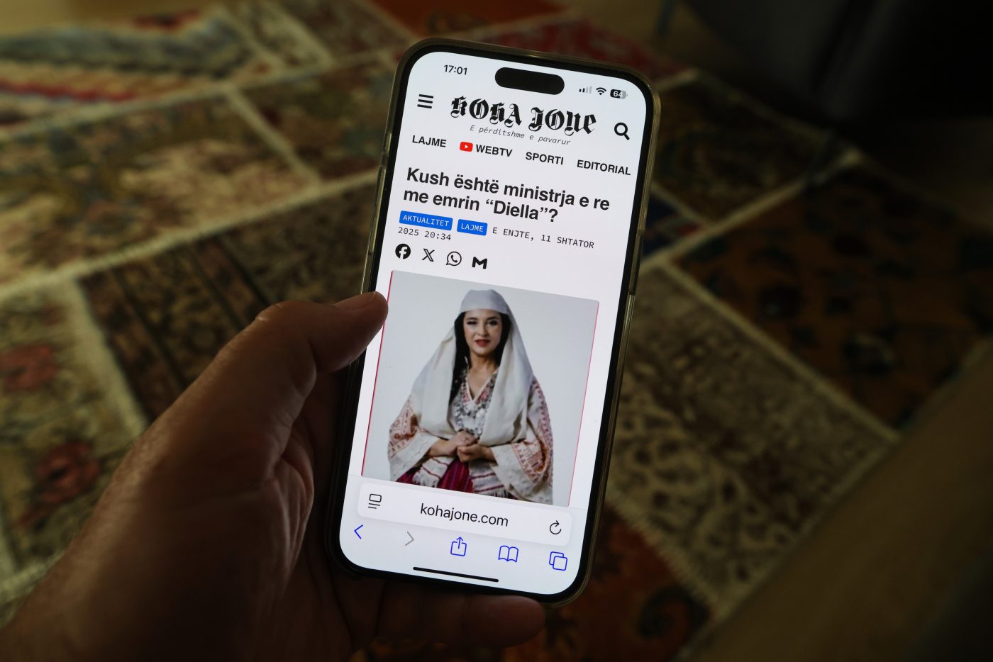 Photo: September 12, 2025, Tirana, Tirana, Albania: A man read an online Albanian newspaper about the news that Albanian government point an AI cabinet minister avatar named 'Diella' here in picture. Edi Rama, Albanian Prime Minister, announced that artificial intelligence avatar 'Diella' is pointed to be cabinet minister to be in charge of public procurement. Credit: Credit Image: © Armando Babani/ZUMA Press Wire