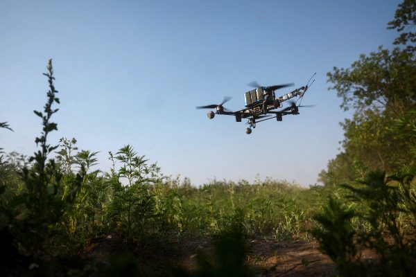 Photo: A view shows an interceptor FPV-drone of the 1129th Bilotserkivskyi Anti-Aircraft Missile Regiment during its flight, amid Russia's attack on Ukraine, in an undisclosed location in Dnipropetrovsk region, Ukraine July 8, 2025. Credit: REUTERS/Valentyn Ogirenko/File Photo