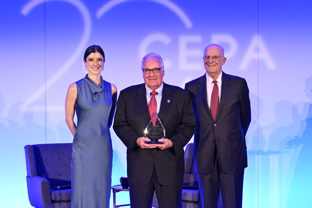 Photo: Howard G. Buffett received the Impact Award. Pictured with Ambassador Robert Gelbard and Dr. Alina Polyakova at the 2025 CEPA Leadership Awards Dinner. Credit: Kaveh Sardari/Center for European Policy Analysis.