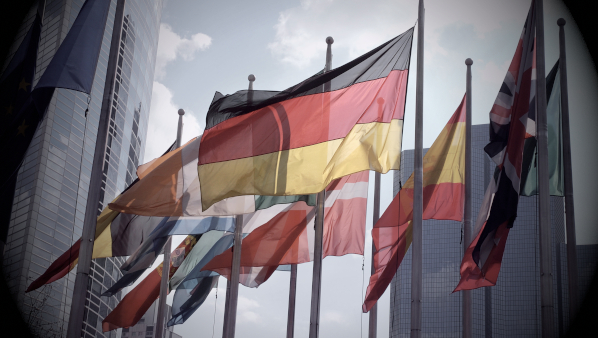 Photo: German Flag and other European flags. Credit: Via bundesnachrichtendienst website https://www.bnd.bund.de/EN/Mission-areas/Countries-and-regions/countries-and-regions_node.html