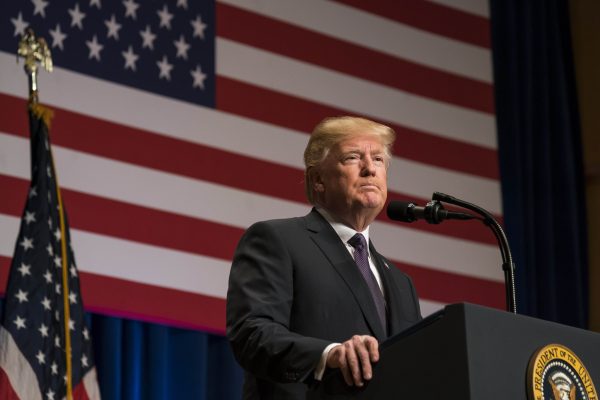 Photo: December 18, 2017 - Washington, District of Columbia, United States of America - US President Donald J. Trump speaks on his 'America First' national security strategy in the Ronald Reagan Building and International Trade Center in Washington, DC, USA 18 December 2017. Trump's strategy puts American sovereignty over international relations, particularly on issues of border security. Credit: Jim LoScalzo / Pool via CNP. Credit: Image © Jim Loscalzo/CNP via ZUMA Wire