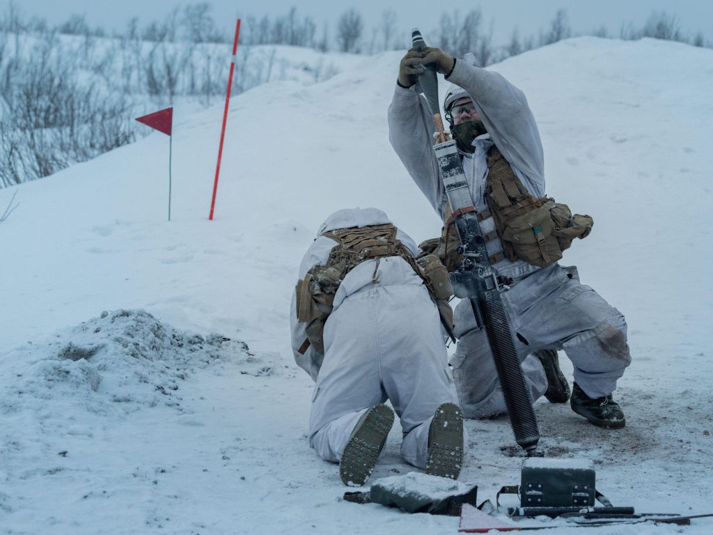 Photo: Norwegian Army soldiers with the 1st Armoured Battalion prepare to fire a 81 mm mortar while showcasing their capabilities in an arctic environment in preparation for the NATO exercise Nordic Response 2024 in Setermoen, Norway, Jan. 31, 2024. Nordic Response is a Norwegian national readiness and defense exercise designed to enhance military capabilities and allied cooperation in high-intensity warfighting in a challenging arctic environment. This exercise will test military activities ranging from the reception of allied and partner reinforcements and command and control interoperability. Credit: Alamy.