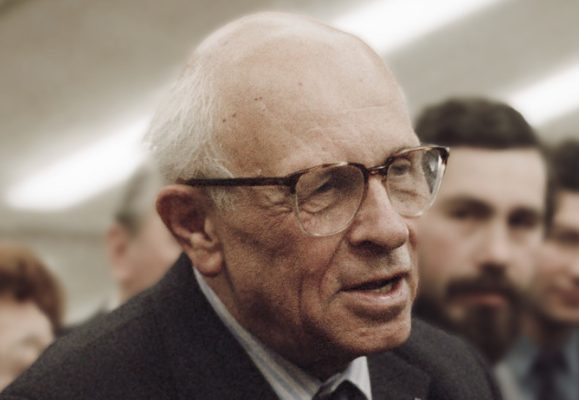 Photo: “Academician Sakharov”. Academician Andrei Sakharov being interviewed at a conference of the U.S.S.R. Academy of Sciences. Credit: Creative Commons via Wikimedia https://commons.wikimedia.org/wiki/File:RIAN_archive_25981_Academician_Sakharov_(cropped).jpg